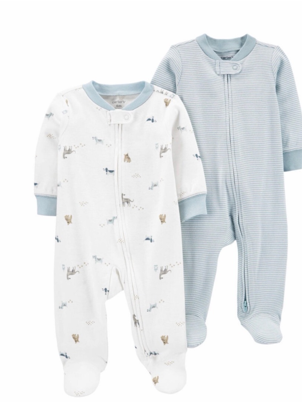 Carter's Light Blue & White 2-Pack Footed One-Piece Sleepers